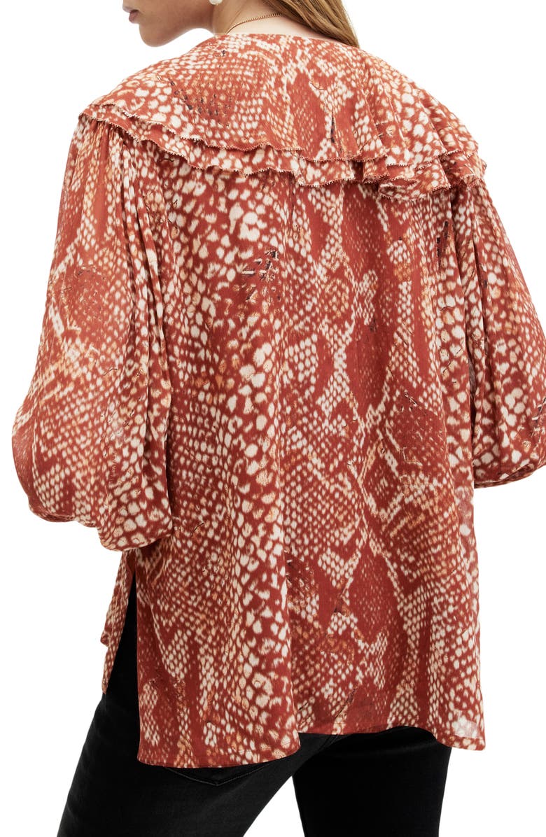 AllSaints Phoebe Waimea Ruffle Top, Alternate, color, 