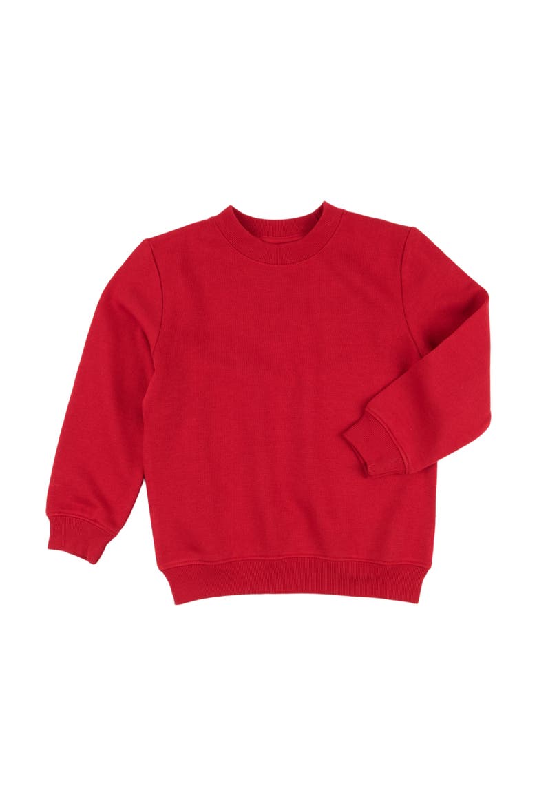 Kids Pullover Sweatshirt, Long Sleeve, Solid Colors, Alternate, color, RED