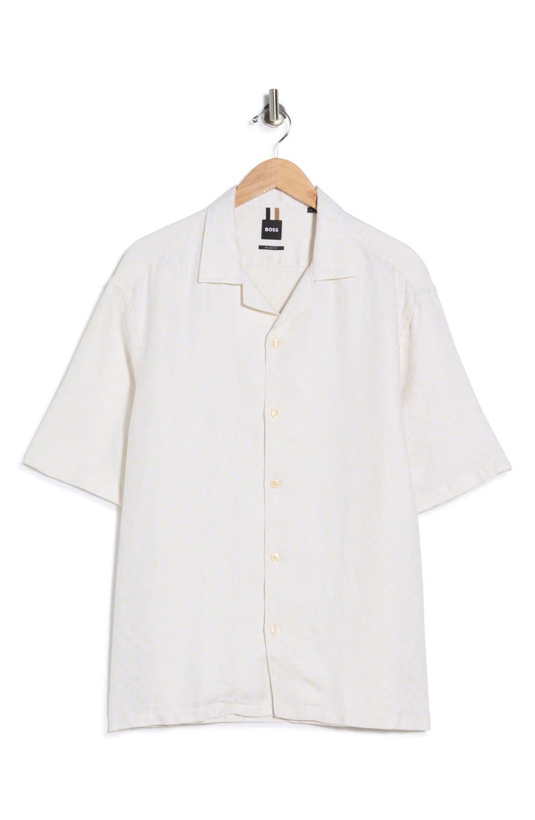 BOSS C-Lars Relaxed Fit Camp Shirt, Main, color, Open White