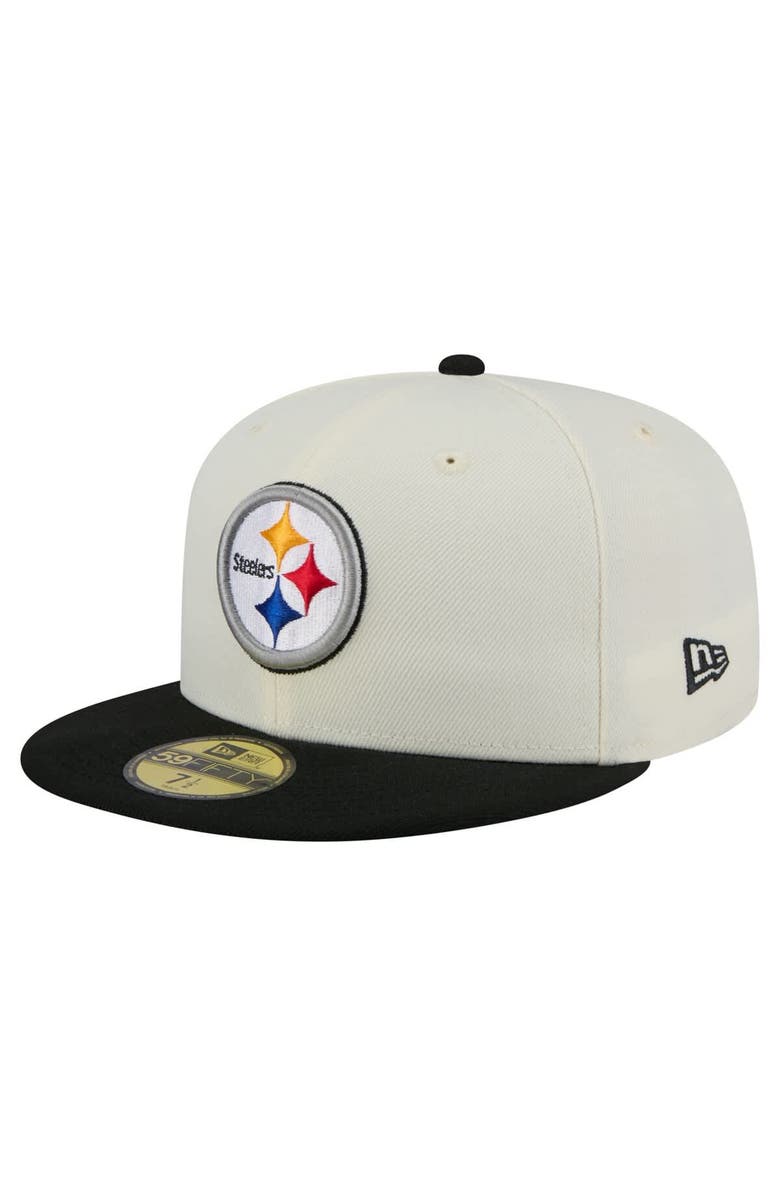 New Era Men's New Era  White/Black Pittsburgh Steelers Main 59FIFTY Fitted Hat, Main, color, 