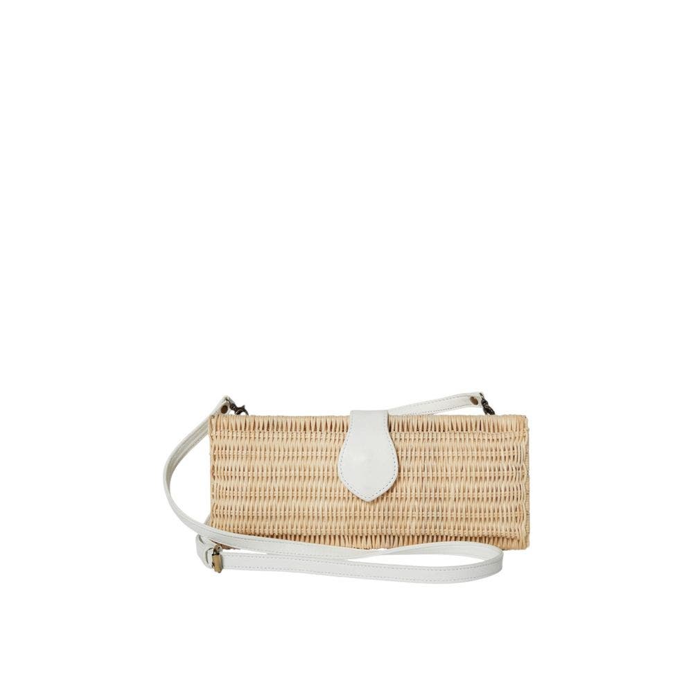 The Melanie Clutch, Main, color, White Leather