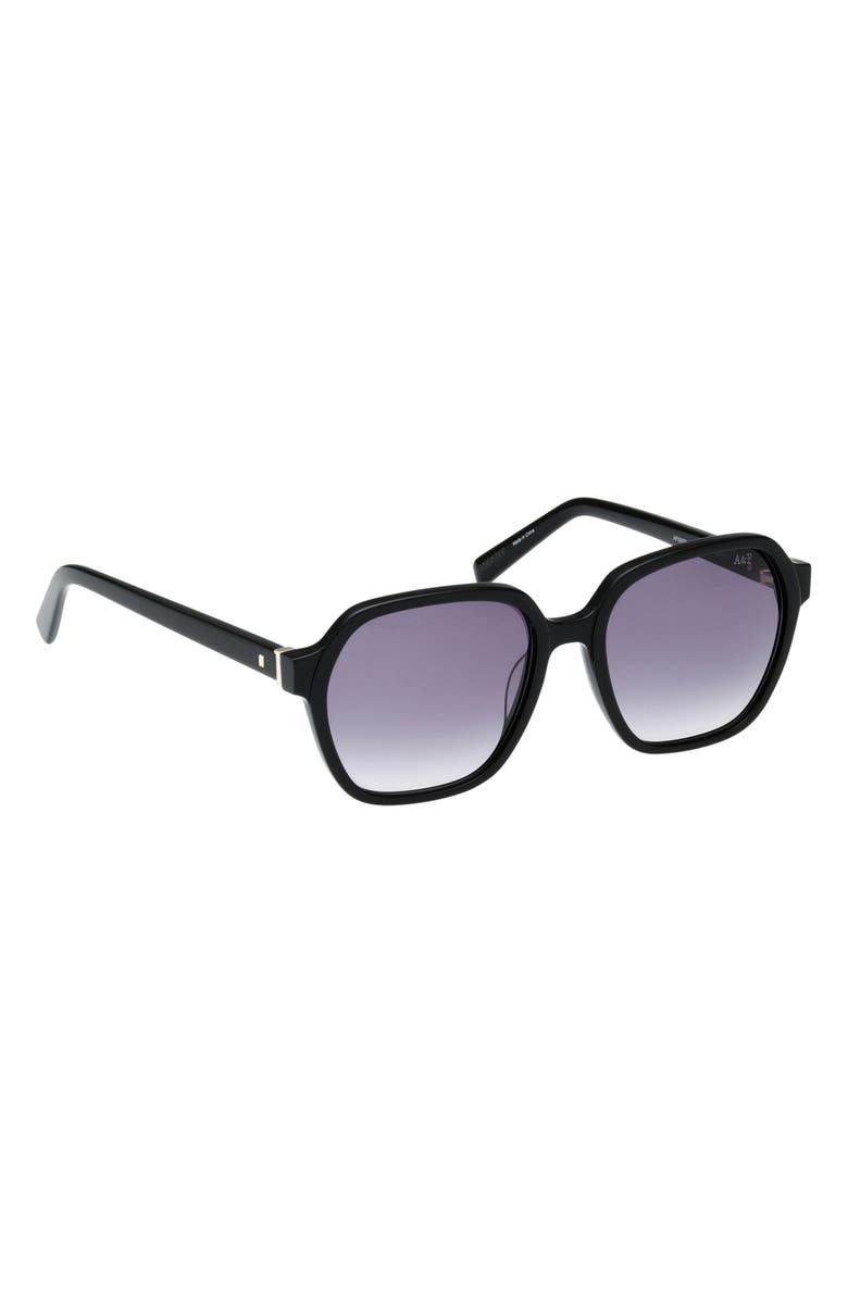 ABERCROMBIE & FITCH 54mm Gradient Geometric Sunglasses, Alternate, color, Shiny Black / Gradient Smoke