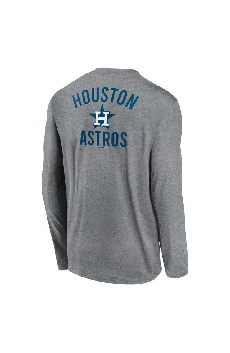 Nike Men's Nike Heather Charcoal Houston Astros 2-Hit Legend Performance Long Sleeve T-Shirt, Alternate, color, Heather Charcoal