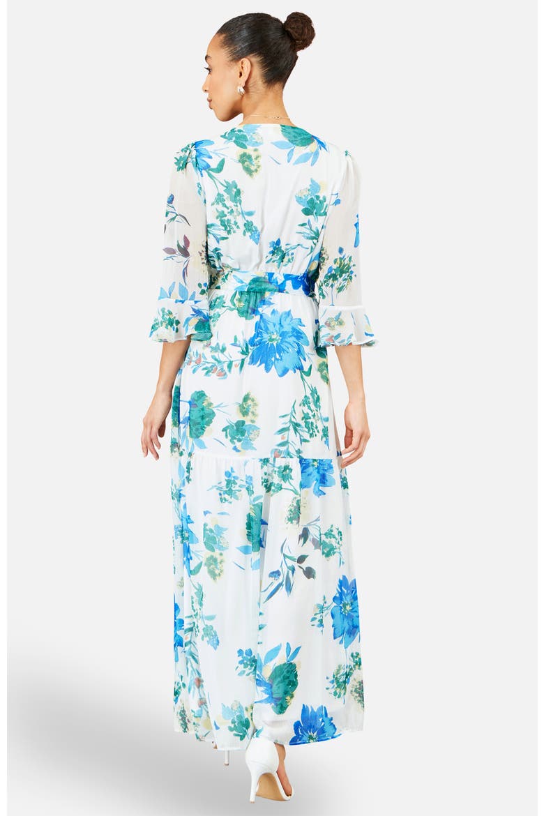 Floral Maxi Wrap Dress, Alternate, color, White