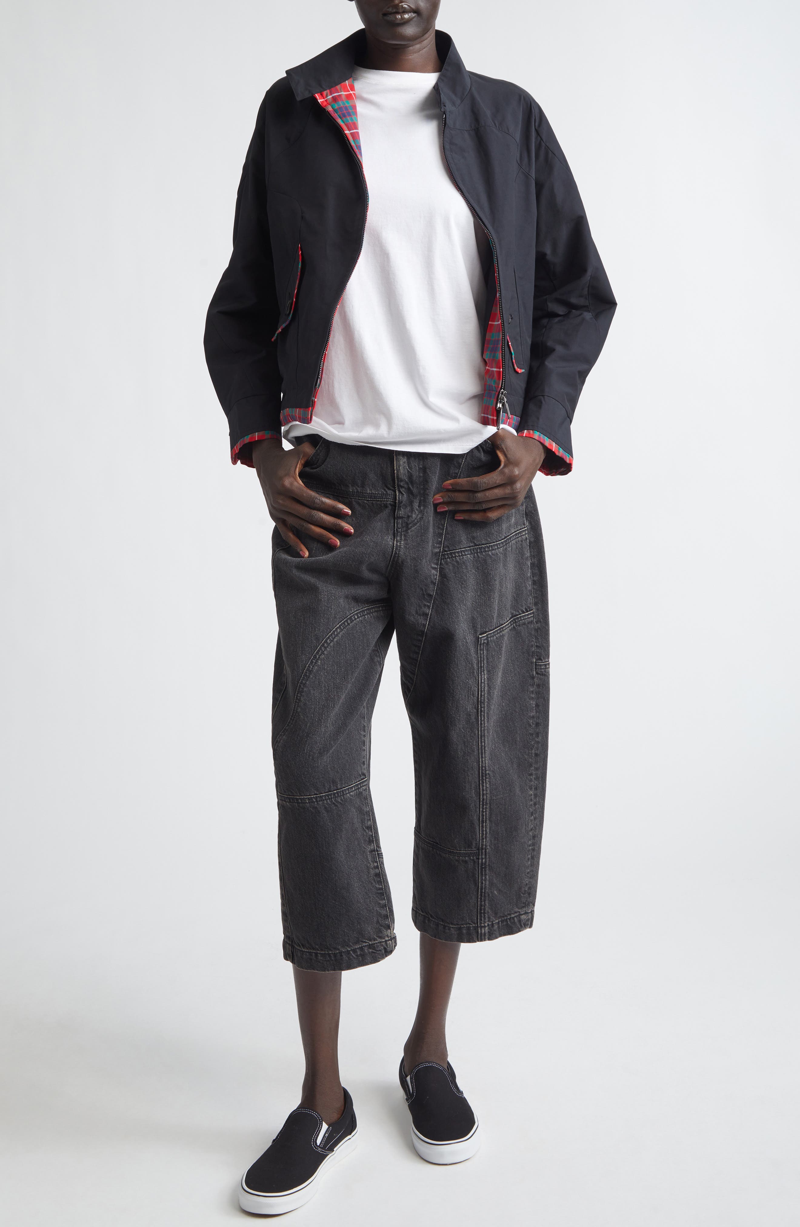 Tartan Trim Wavy Zip Jacket - image 2