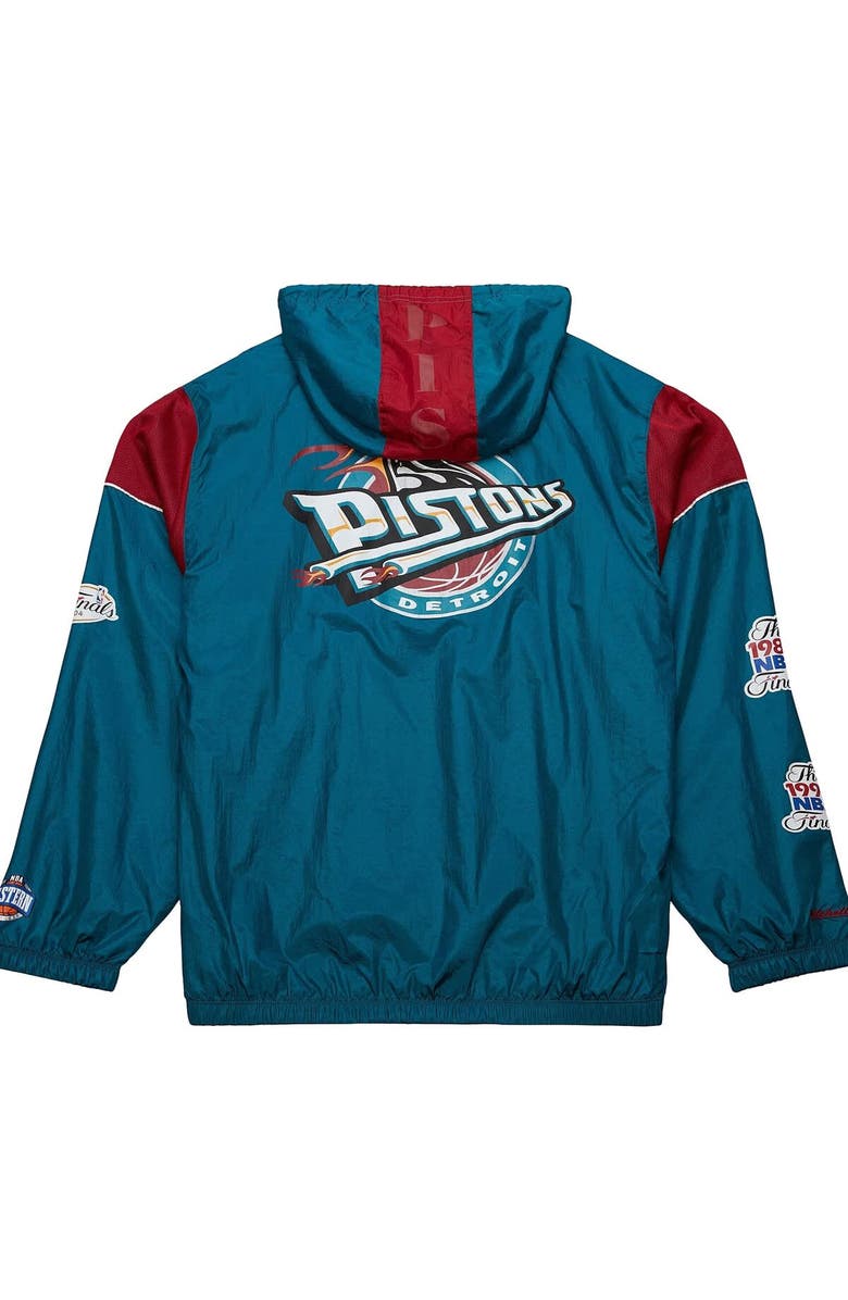 Mitchell & Ness Unisex Mitchell & Ness Teal Detroit Pistons Hardwood Classics Team OG 3.0 Anorak Half-Zip Windbreaker Jacket, Alternate, color,