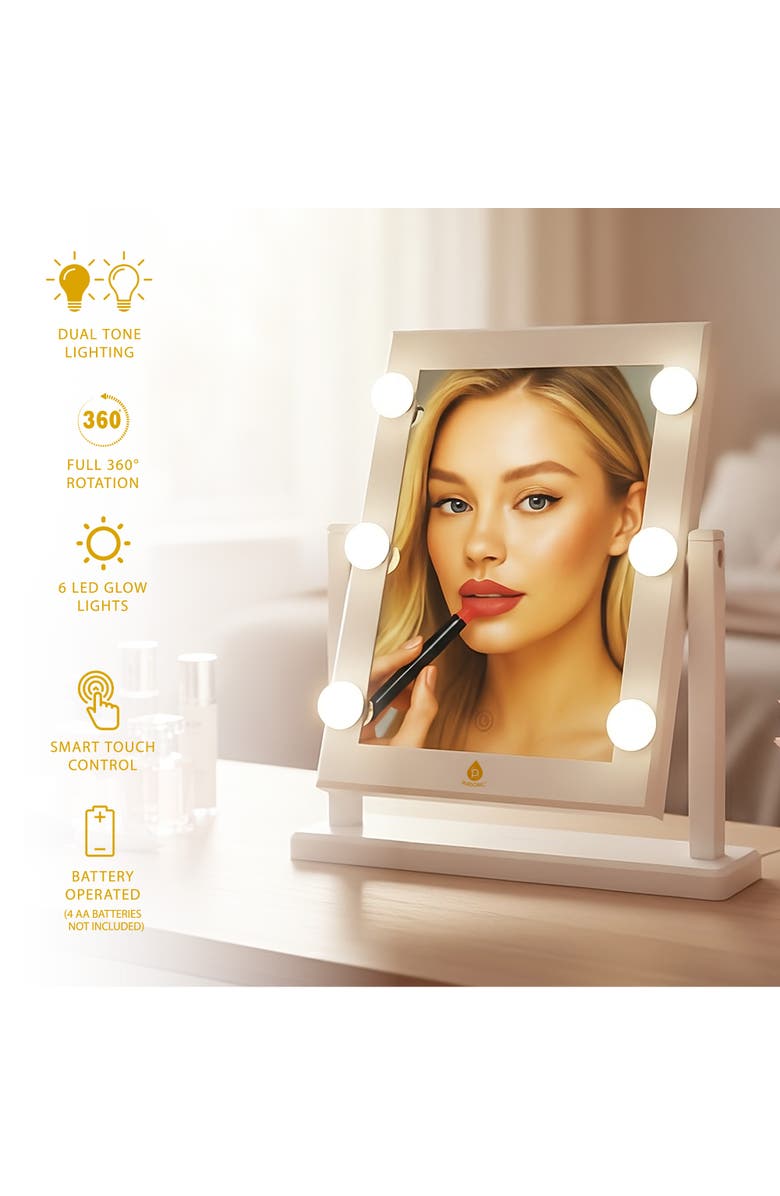 PURSONIC 14" LED Hollywood Glam Mirror - Refined Brilliance Pro Lighted Makeup Mirror, Alternate, color, White