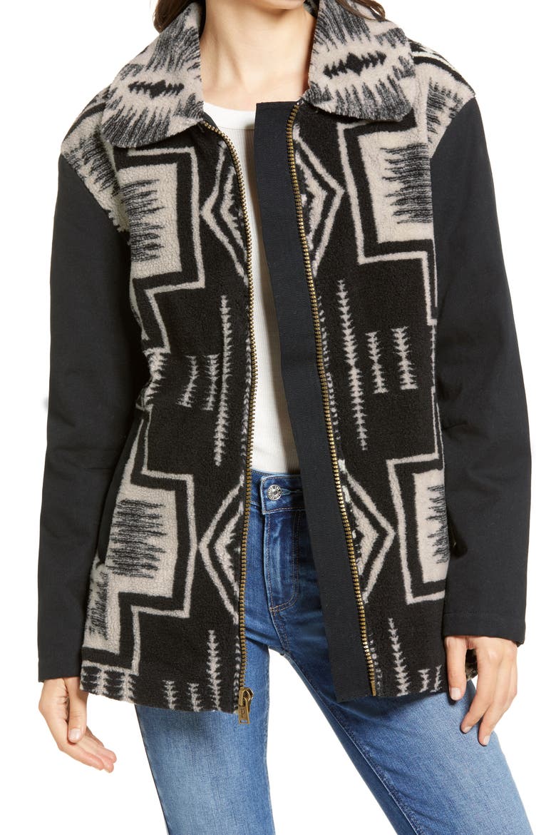 Pueblo Mixed Media Coat, Main, color, IVORY HARDING