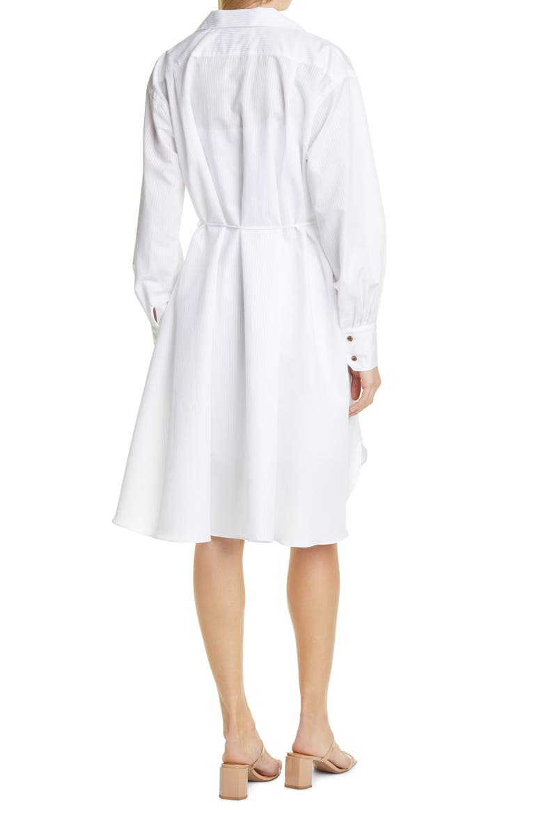Tonal Stripe Long Sleeve Cotton & Linen Shirtdress, Alternate, color, WHITE/ WHITE