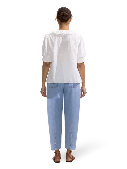 Ro&zo Ivory Dobby Frill Front Top In Ivory