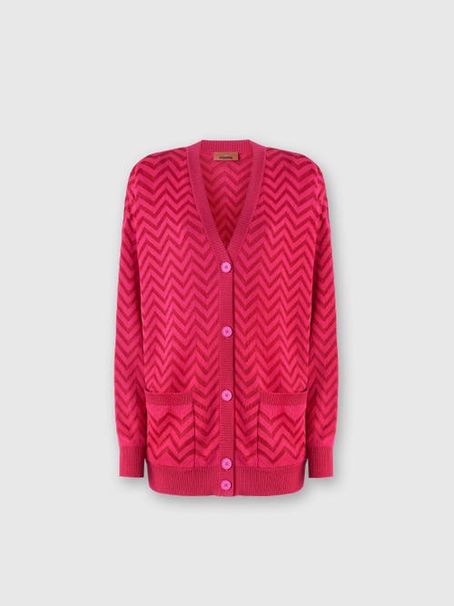 Missoni Tonal Chevron Oversized Cardigan In Magenta Red