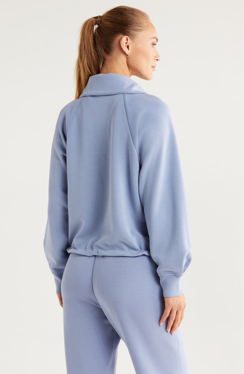 Zella Ultrasoft Snap Funnel Neck Sweatshirt, Alternate, color, Blue Tempest