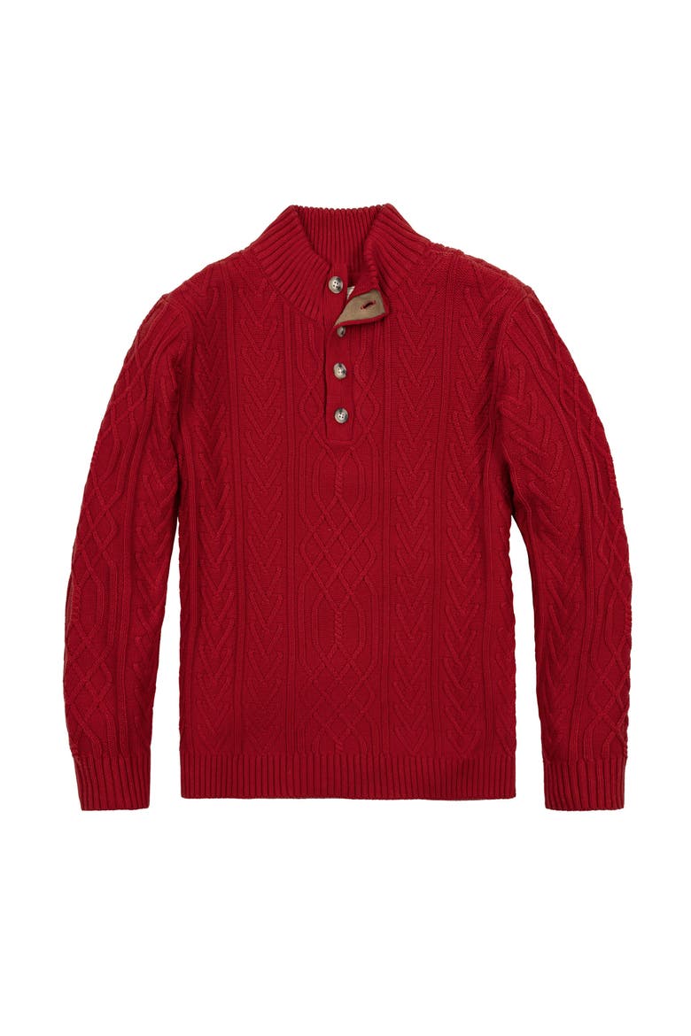 Organic Mock Neck Cable Sweater, Alternate, color, Red Twist Cable