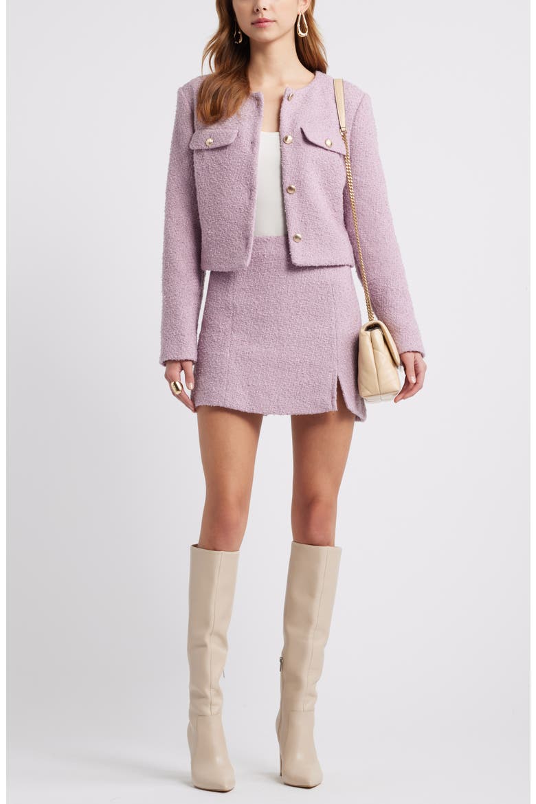 Tweed Crop Jacket, Alternate, color, PURPLE DAWN