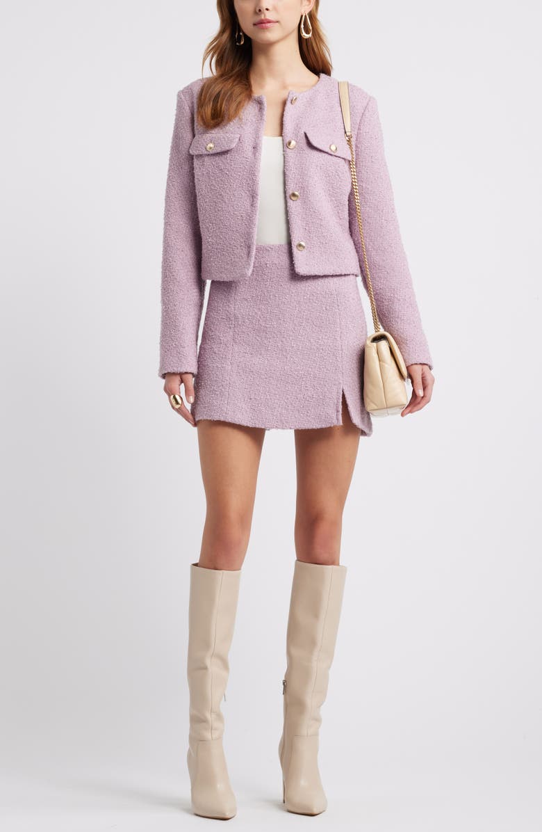 Open Edit Tweed Crop Jacket, Alternate, color, Purple Dawn