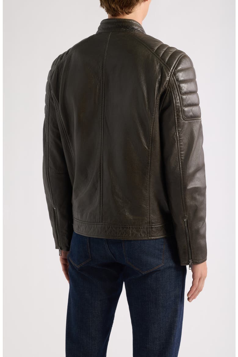 Derry Leather Jacket, Alternate, color, DARK OLIVE