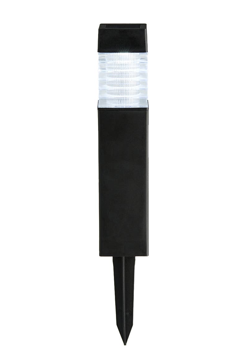 Set of 6 Solar Powered Transparent Texture Lens Pathway Stake Light, Alternate, color, Black