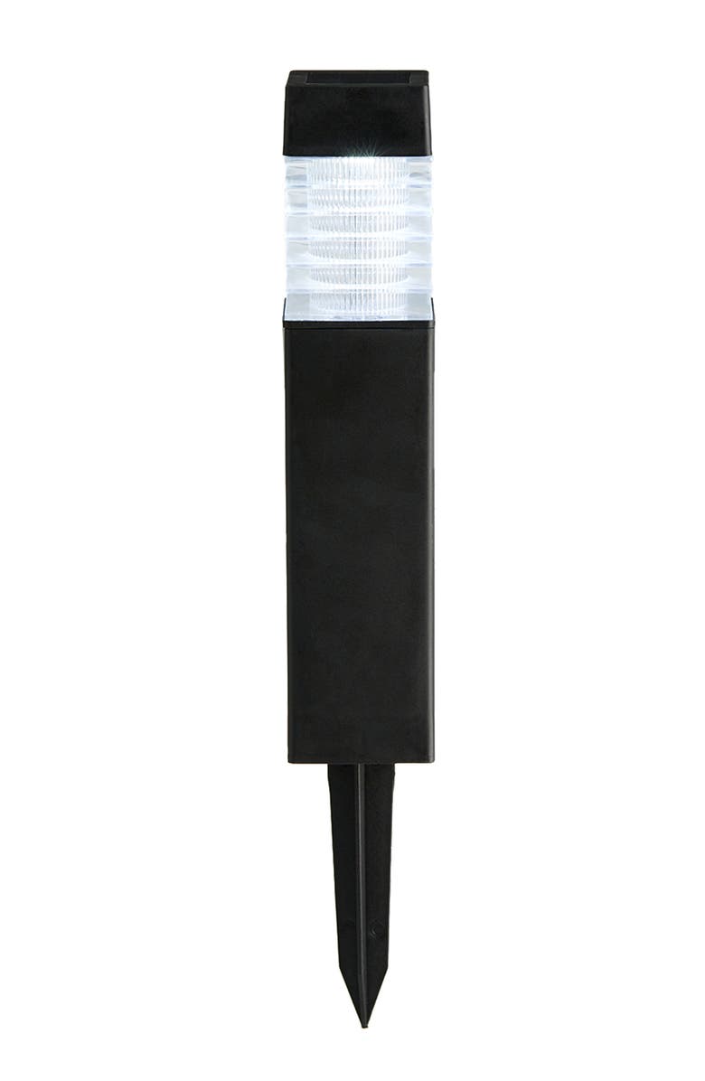 Glitzhome Set of 6 Solar Powered Transparent Texture Lens Pathway Stake Light, Alternate, color, Black