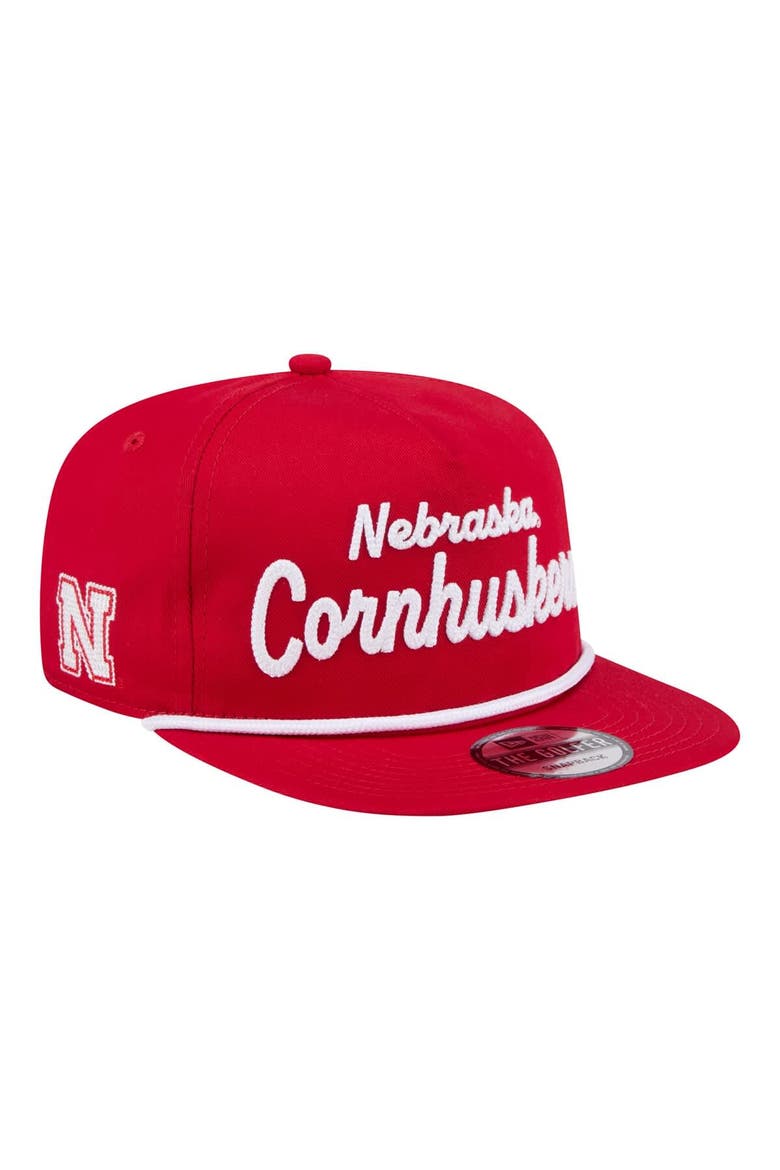 Men's New Era Scarlet Nebraska Huskers Team Text Golfer Snapback Hat, Main, color, Scarlet