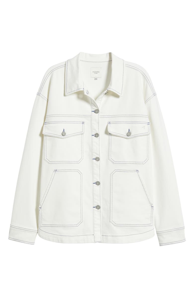 HIDDEN JEANS Oversize Stretch Denim Jacket, Alternate, color, Pearl