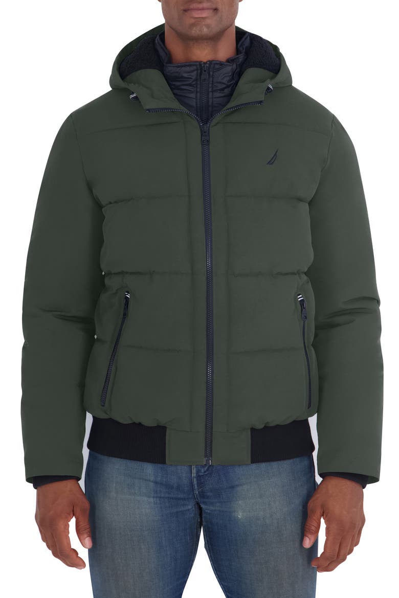 Mixed Quilted Bomber Jacket, Main, color, DKFOREST