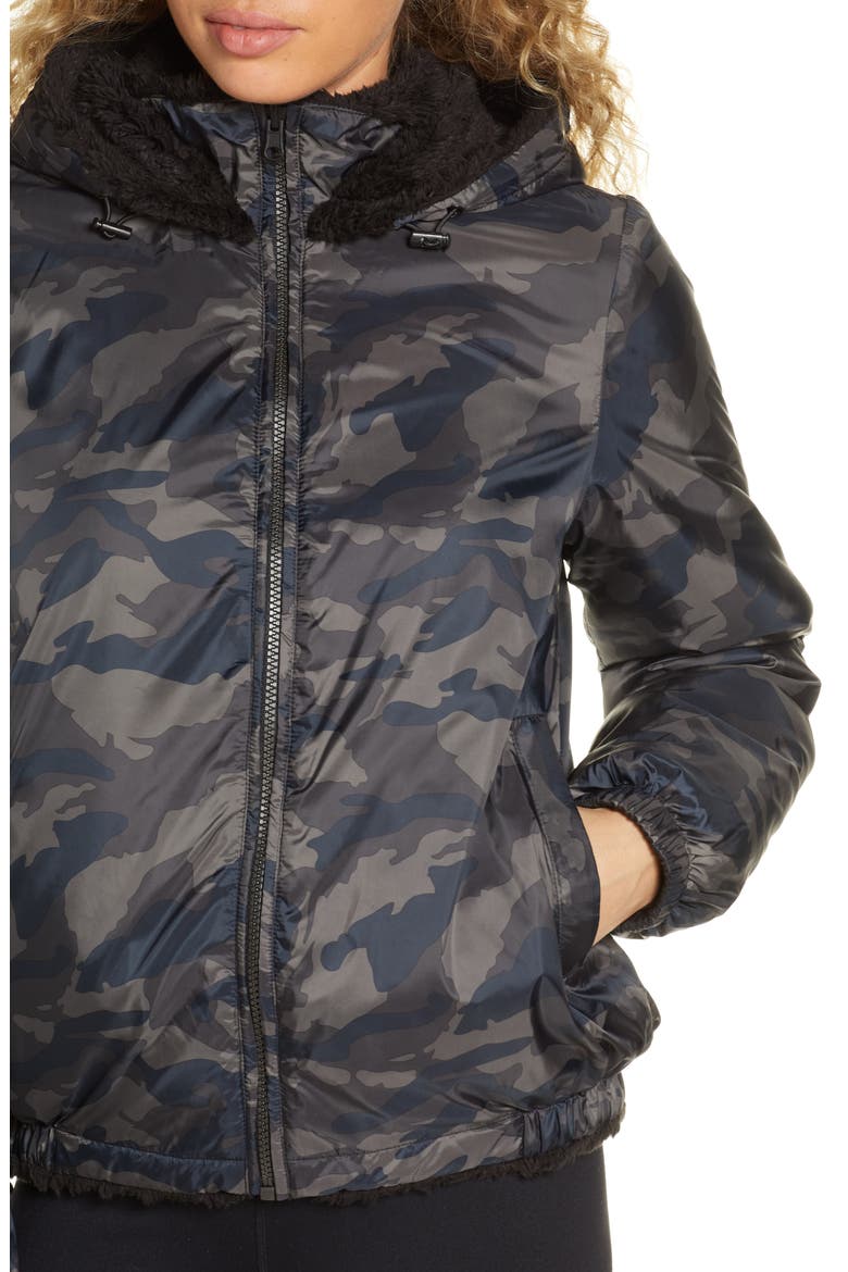 Reversible Faux Shearling Puffer Jacket, Alternate, color, BLACK CAMO PRINT