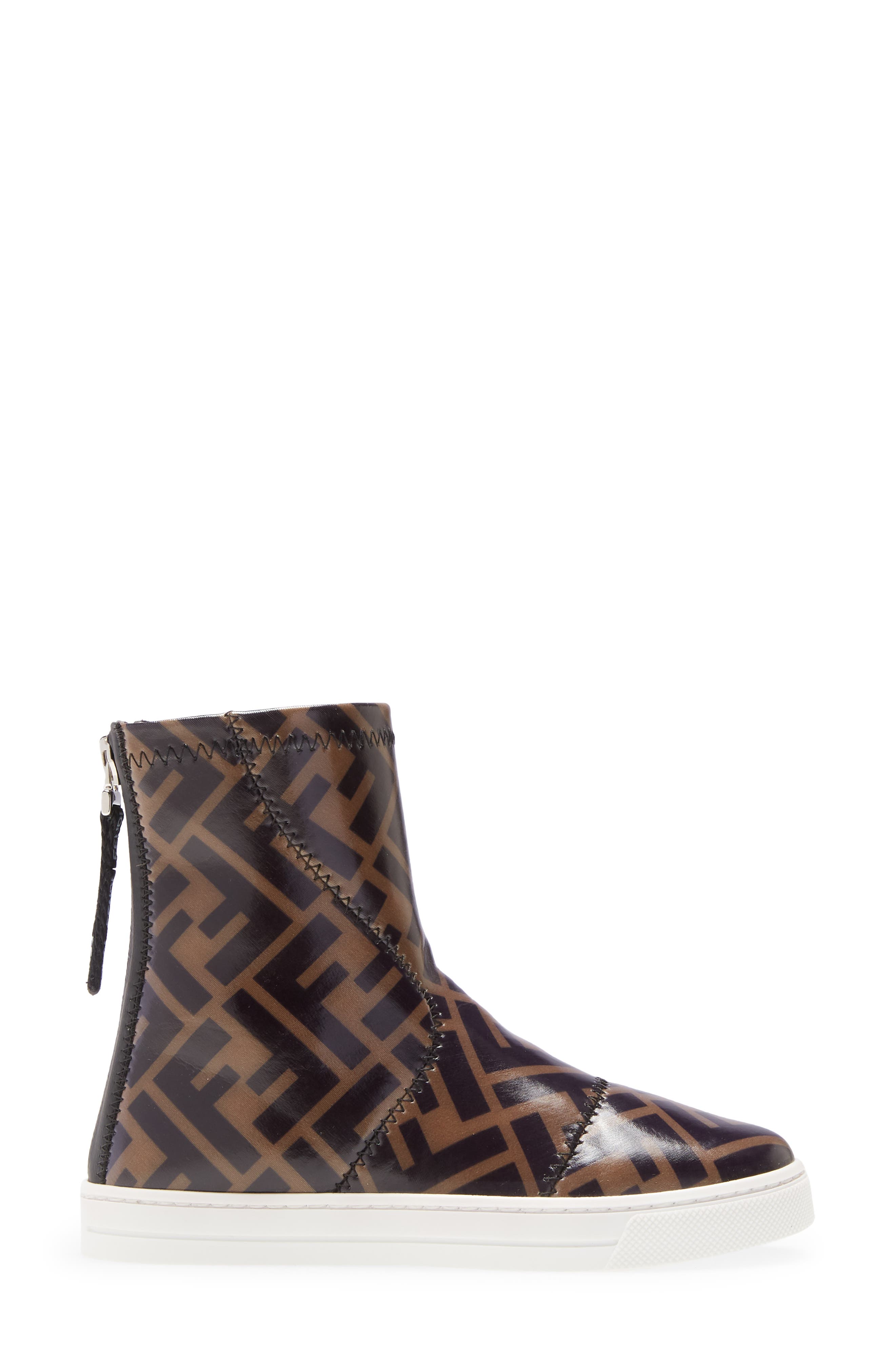 FF Logo Waterproof Rain Boot, Alternate, color, BROWN PRINT