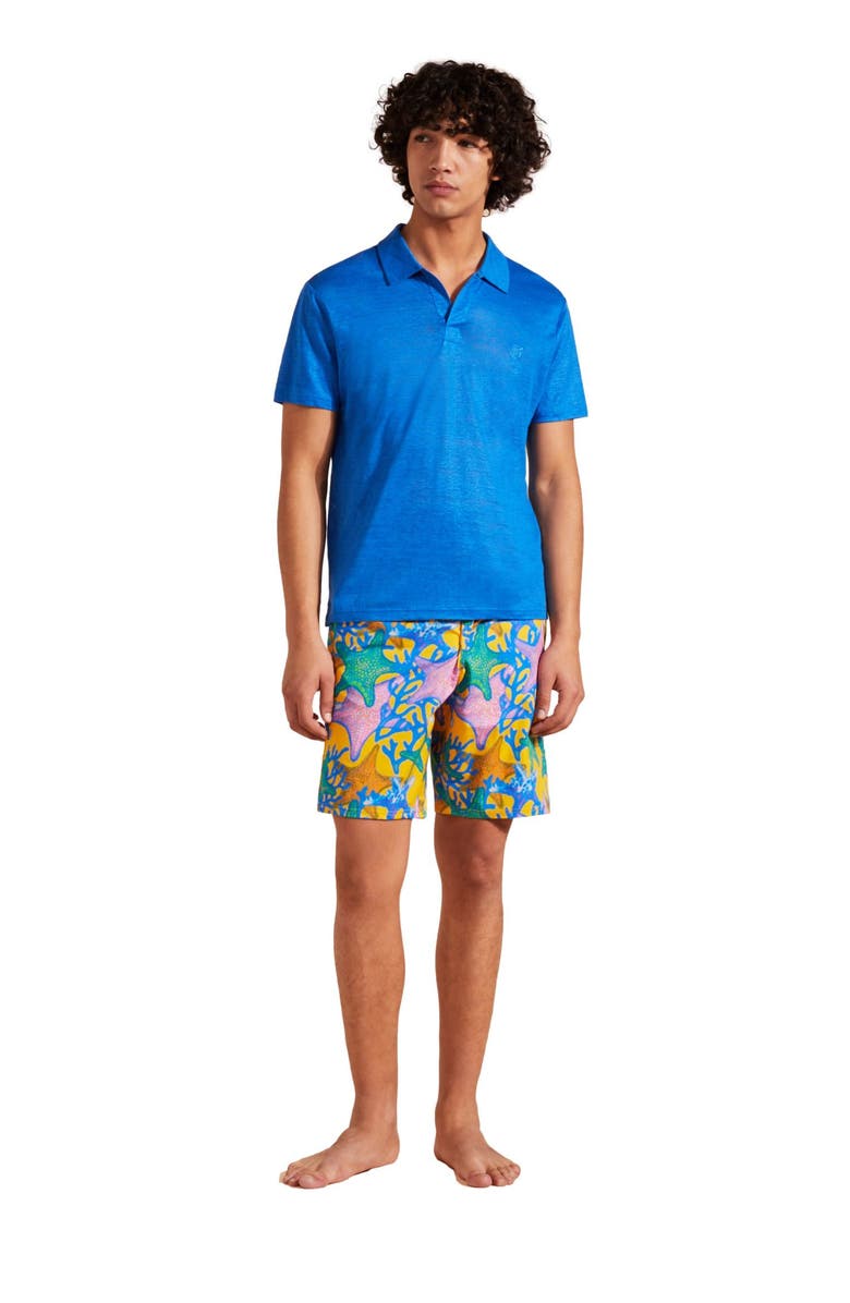 Vilebrequin Men Linen Jersey Polo Shirt Solid, Alternate, color, Palace