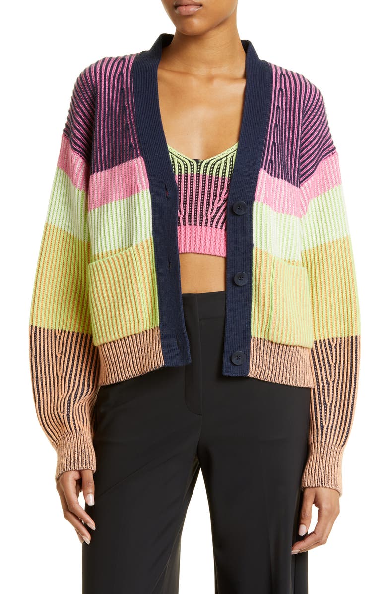 Simkhai Safford Stripe Cotton & Cashmere Cardigan, Main, color, 