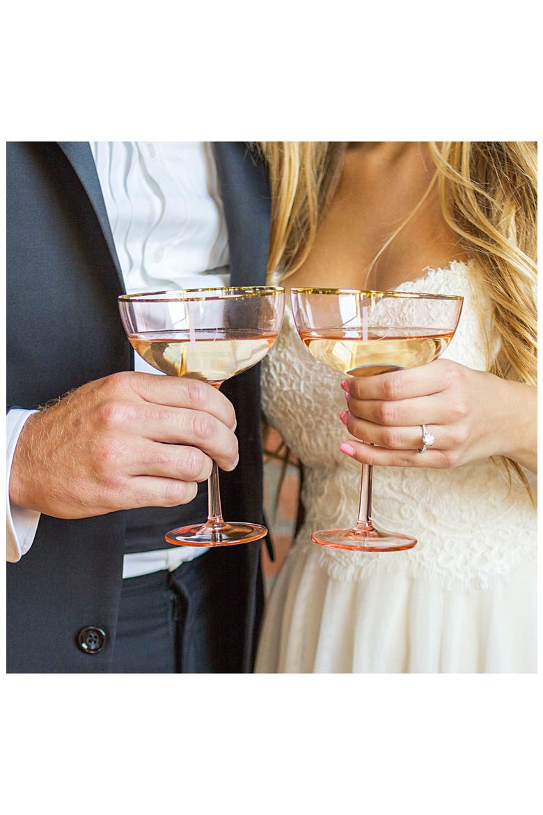 Monogram Set of 2 Champagne Coupes, Alternate, color, BLUSH - L