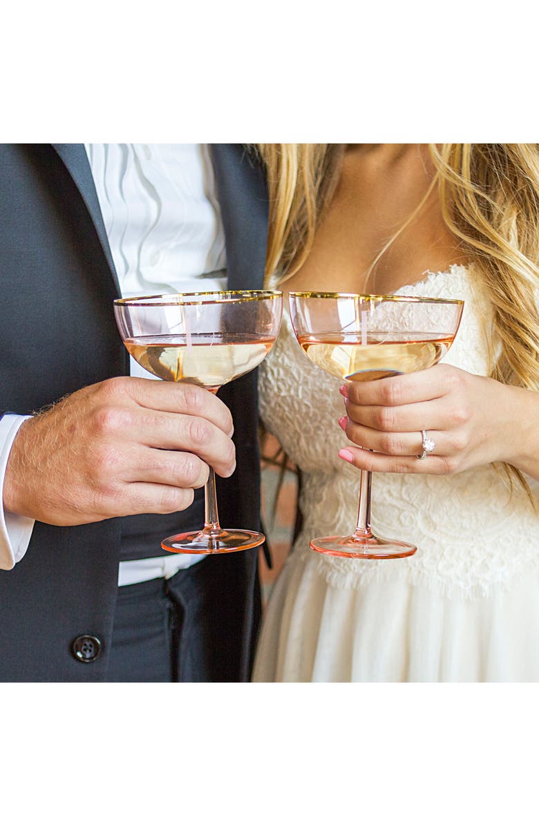 Cathy's Concepts Monogram Set of 2 Champagne Coupes, Alternate, color, 