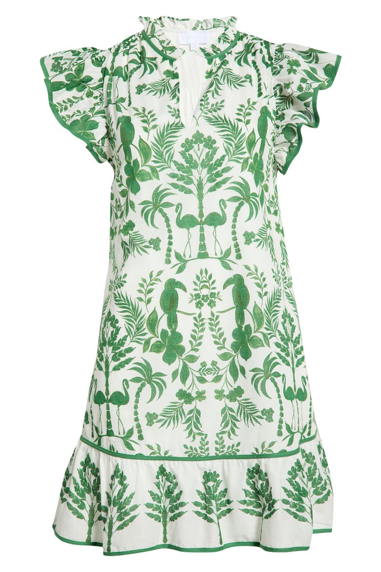 Davina Floral Ebba Shift Mini Dress, Alternate, color, WHITE-GREEN