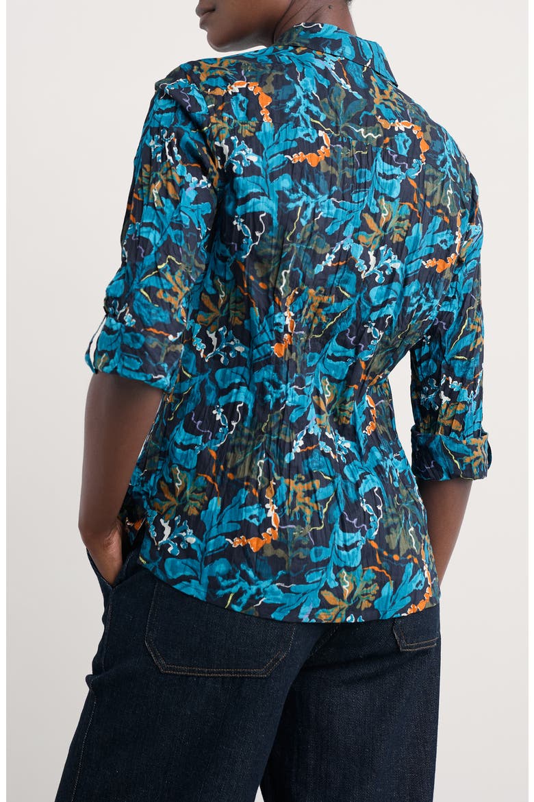 Larissa Printed Organic Cotton Button-Up Shirt, Alternate, color, FLOATING FRONDS MARITIME