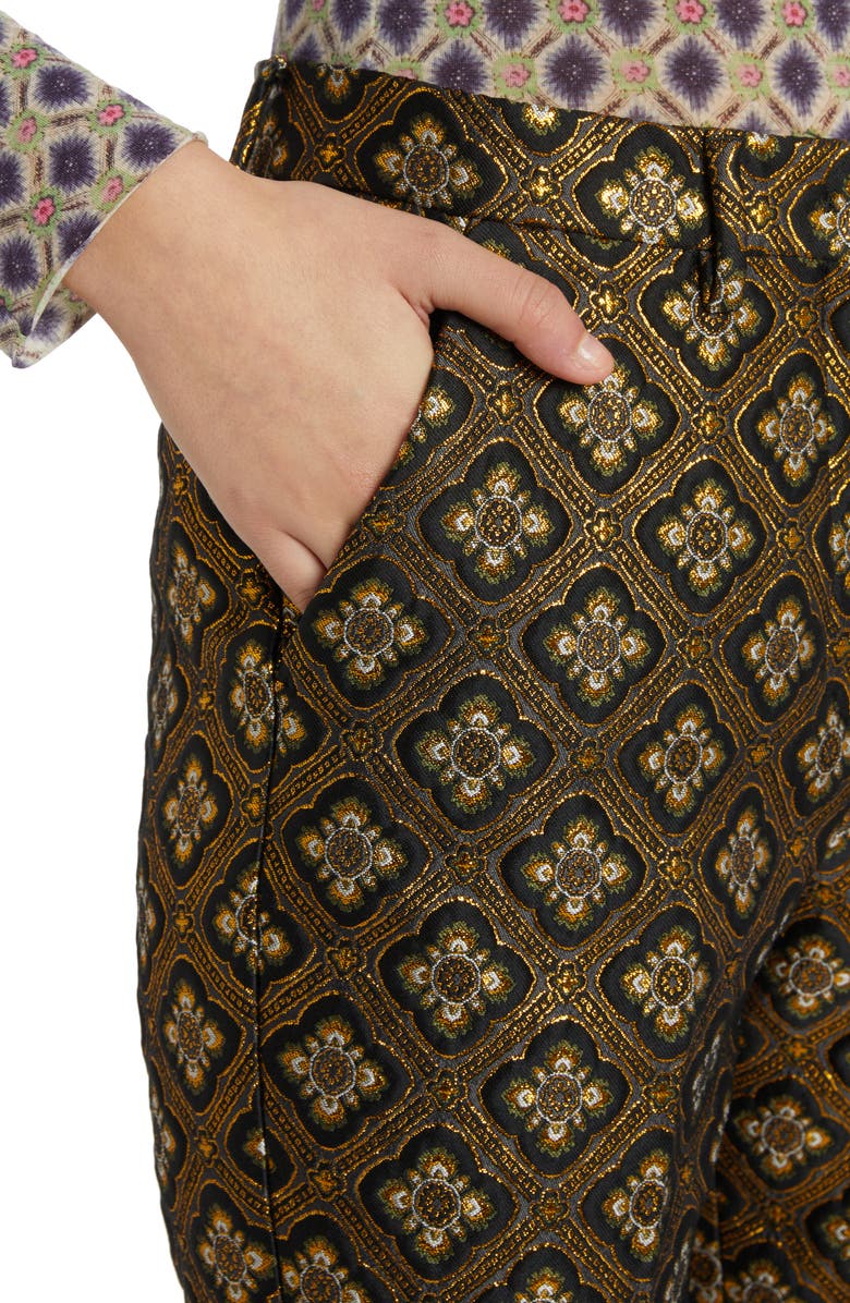 Etro Metallic Floral Jacquard Ankle Pants, Alternate, color, 