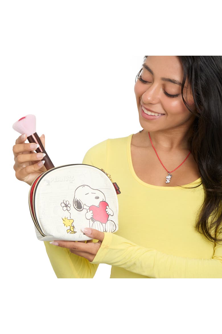 Snoopy Cosmetic Bag Set, Zip Pouch, Comic Print, Alternate, color, White, Multi