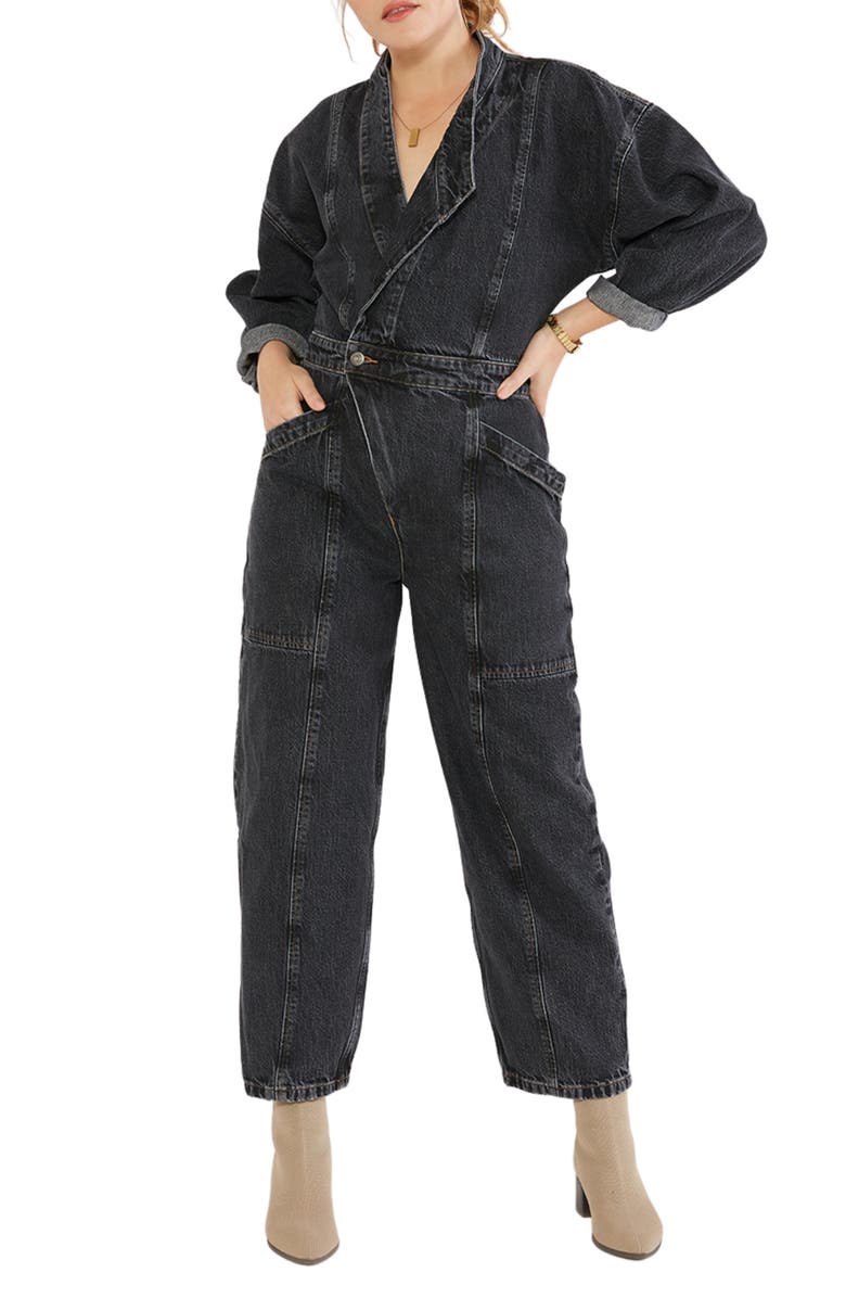 ÉTICA Liv Asymmetric Denim Jumpsuit, Main, color,