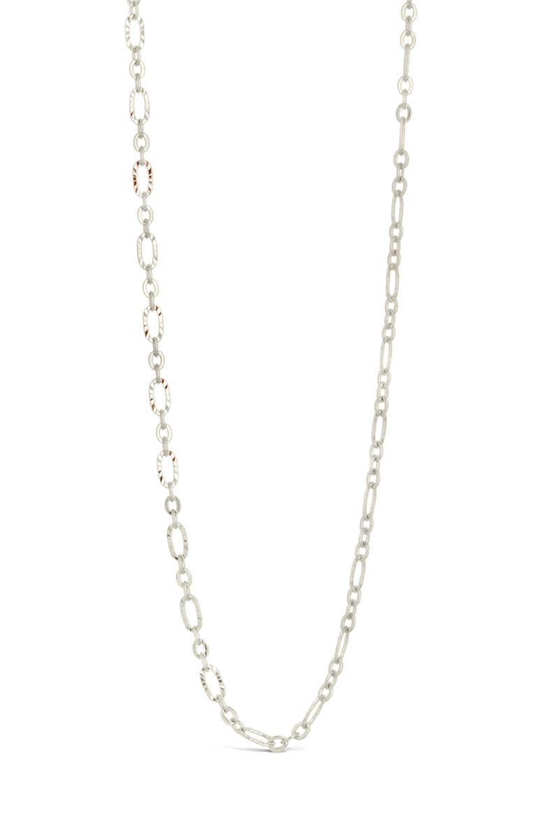 Sterling Forever Elysia Mixed Link Necklace, Main, color, 