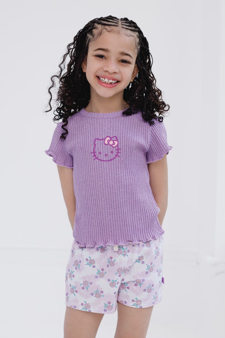 3-Piece Sweatshirt Tee and Shorts Set, Alternate, color, Hello Kitty Lavender