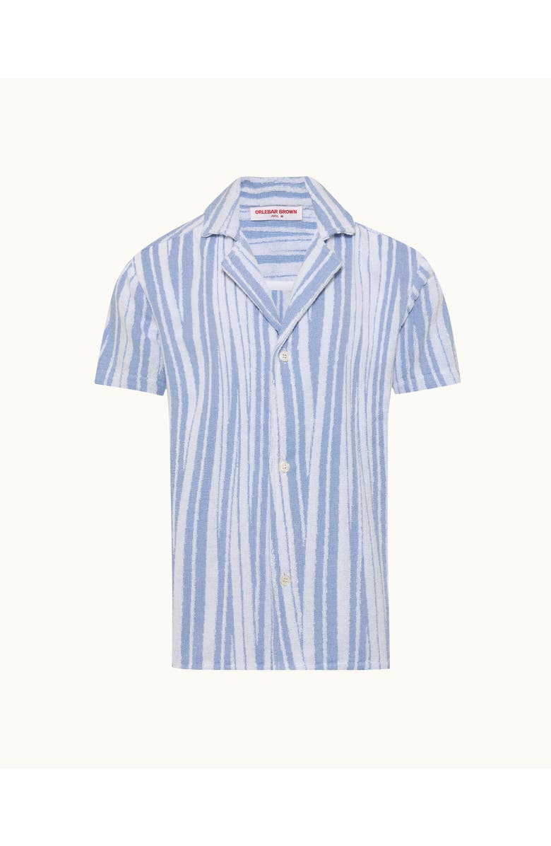 Orlebar Brown Howell Towelling Relaxed Towelling Stripe Shirt, Main, color, Aero Blue/White Sand