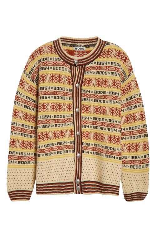 Bode Marzipan Fair Isle Wool Cardigan In Brown