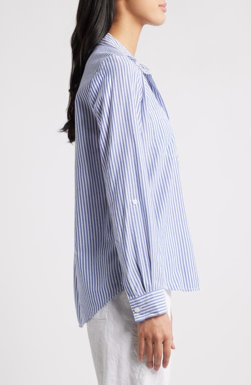 Beachlunchlounge Stripe Cotton & Modal Button-up Shirt In Seawater