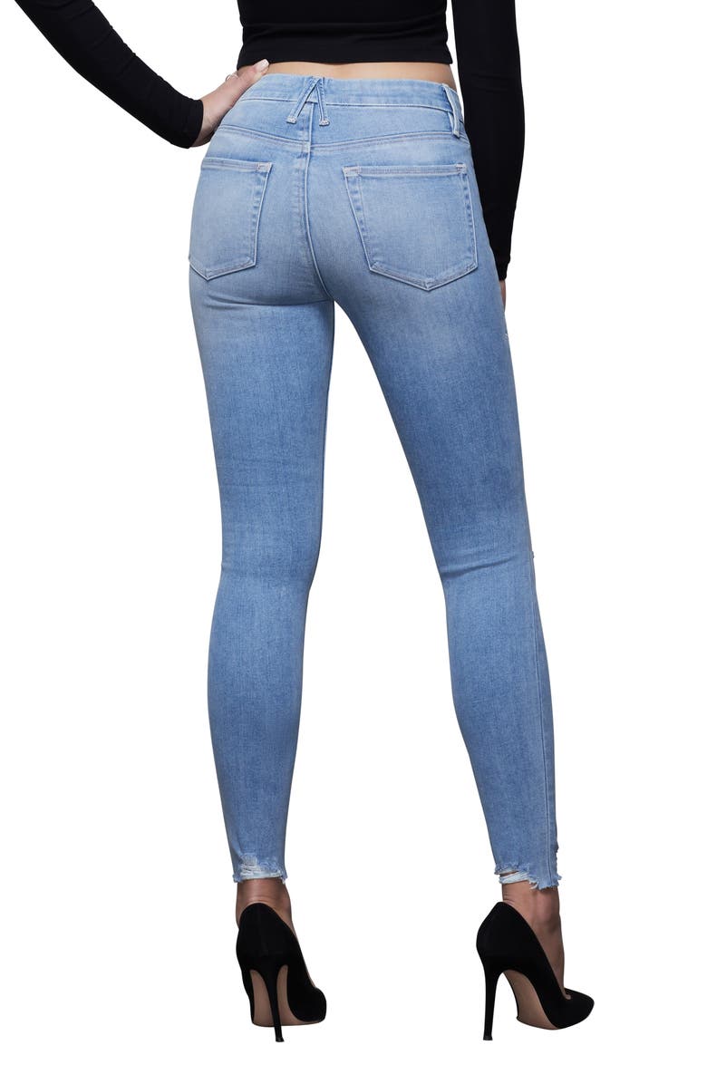 Good American Good Petite Distressed Hem Skinny Jeans, Alternate, color,
