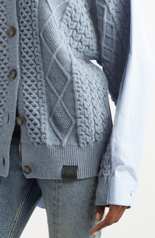 Stella Mccartney Hybrid Knit Shirt Cardigan In Gray