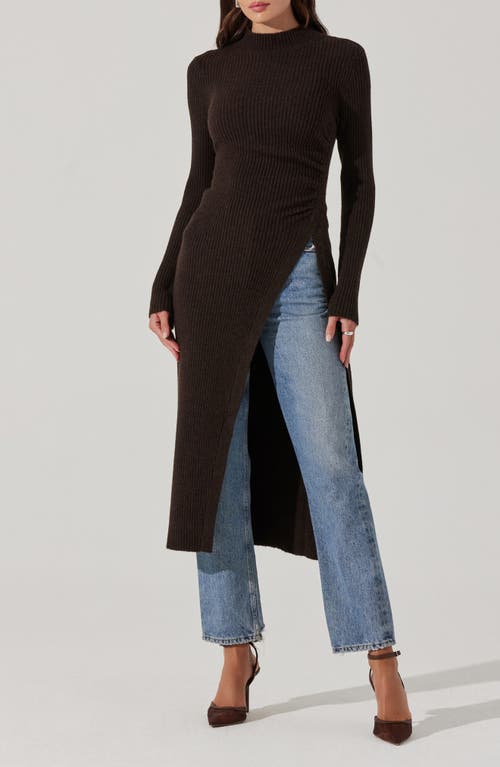 ASTR ASTR THE LABEL MOCK NECK RIB LONGLINE SWEATER