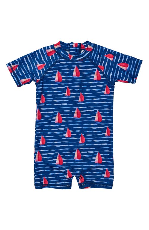 Snapper Rock Sailboat Rock One-piece Rashguard Swimsuit In Navy