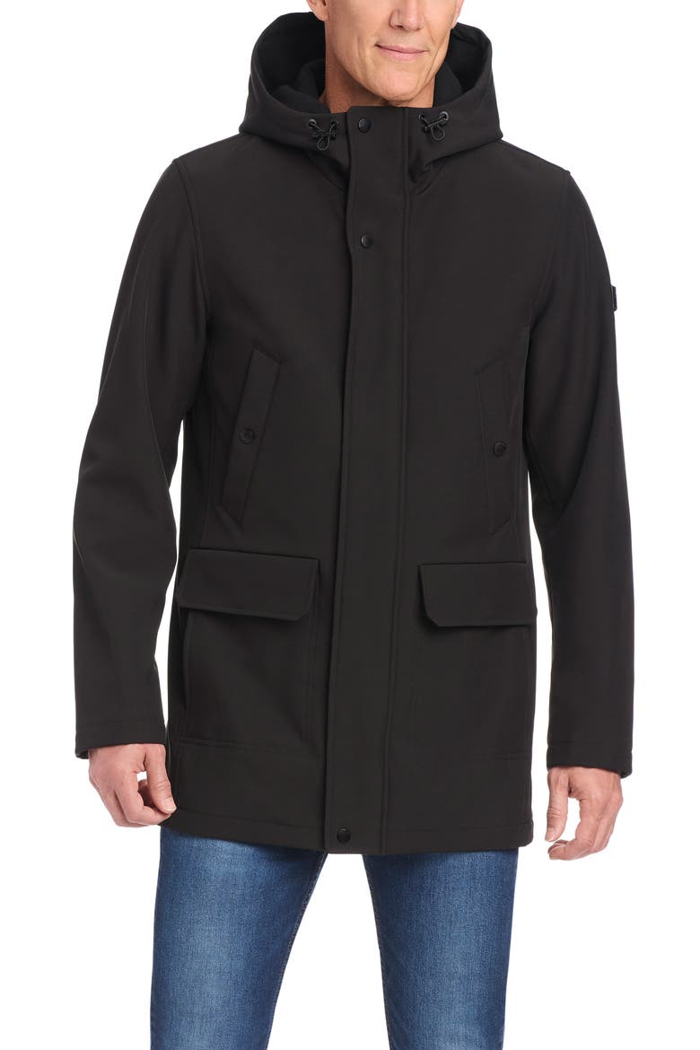 Insulated Hooded Soft Shell Jacket, Main, color, BLACK