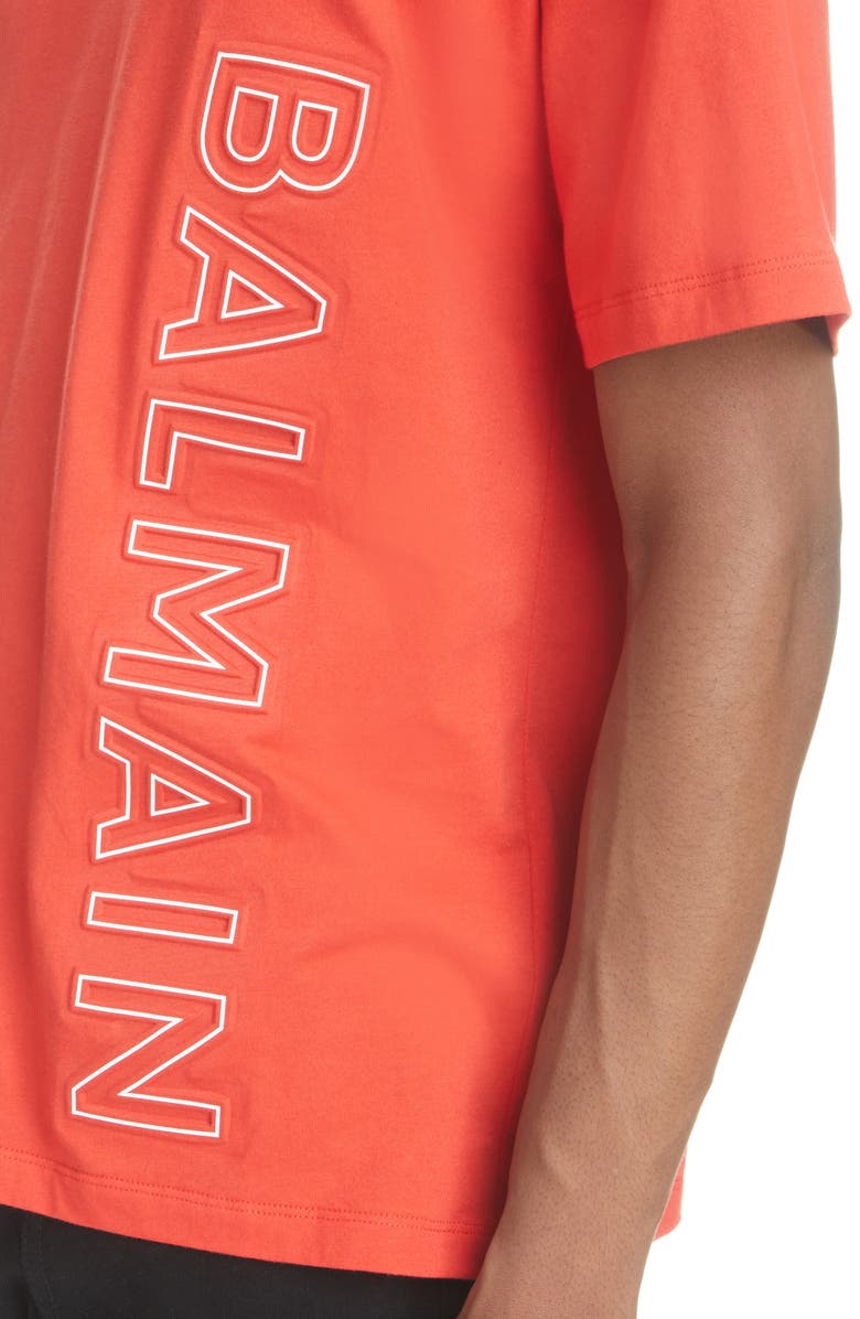 Balmain Reflective Logo Embossed T-Shirt, Alternate, color,