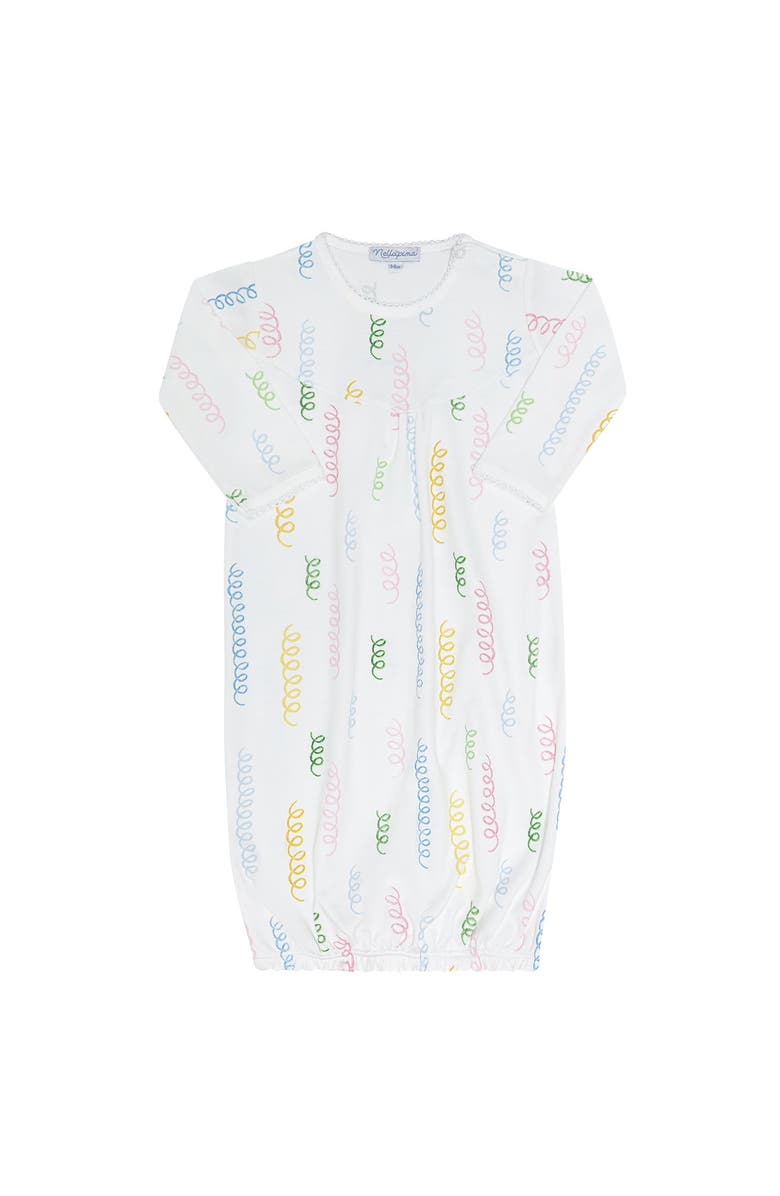 Nellapima Spirals Print Gathered Dress - Baby, Main, color, White Multi