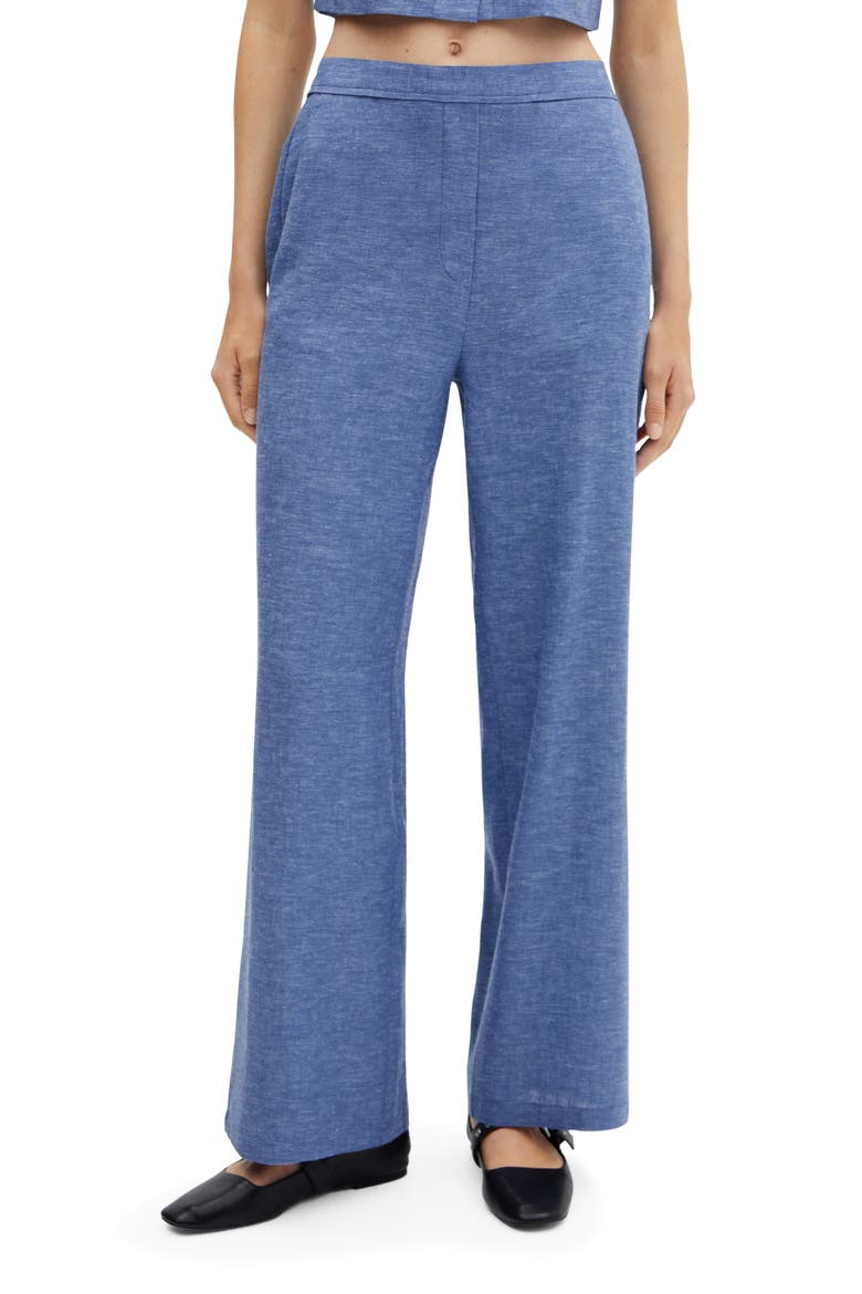 Linen Blend Straight Leg Pants, Main, color, BLUE