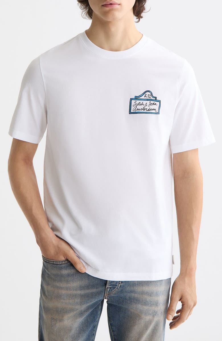 Scotch & Soda Crewneck Graphic T-Shirt, Main, color, Bright White